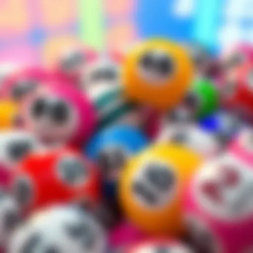 A colorful display of Powerball lottery balls showing various winning numbers on a bright background.