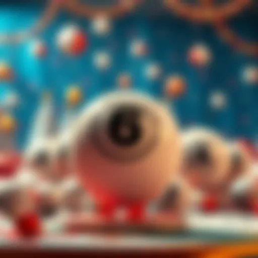 A display of the recent Powerball winning numbers with a festive background