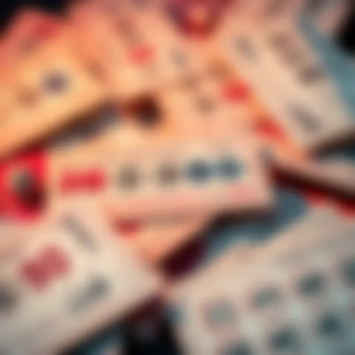A collection of Powerball tickets that have won over a million dollars, showcasing the winning patterns.