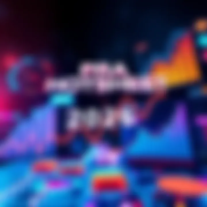 A visual representation of current trends and news with charts and graphs in a dynamic layout