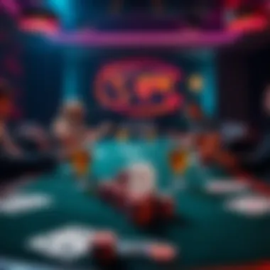 A table set for a private poker game in the UK, featuring cards, chips, and drinks.