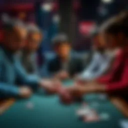 Friends engaged in a poker game, showing focus and strategy over cards and chips