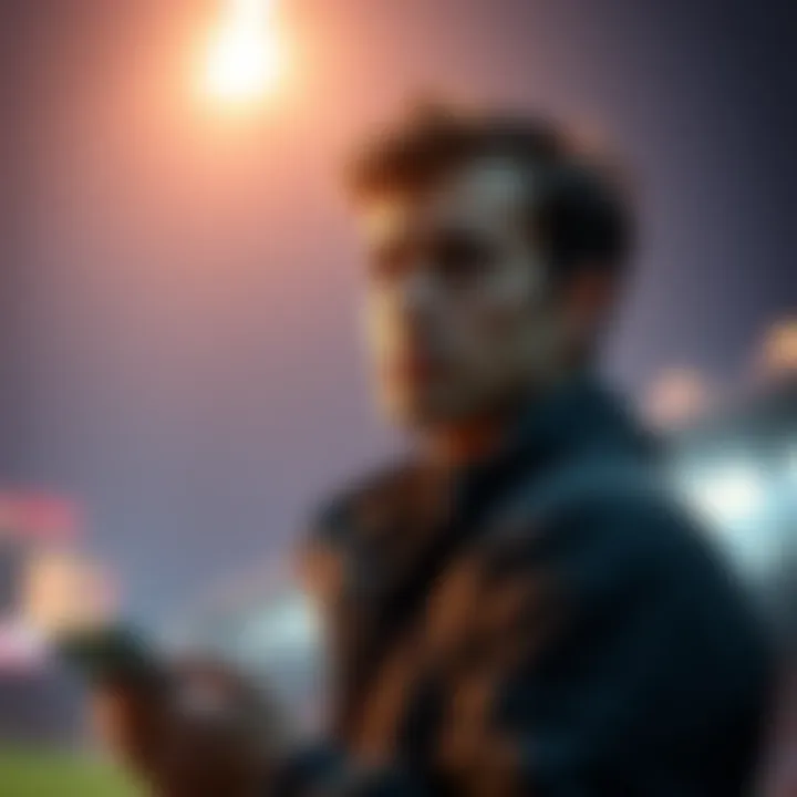 A player contemplating their first Parlay refund on Prize Picks, looking thoughtful with a smartphone in hand.