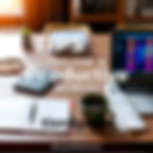 A desk with a planner, coffee, and a laptop showcasing productivity tips for Monday.