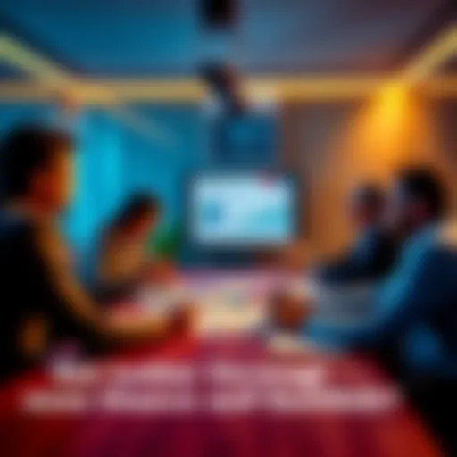 People analyzing a proposal in a meeting room with charts and notes on the table