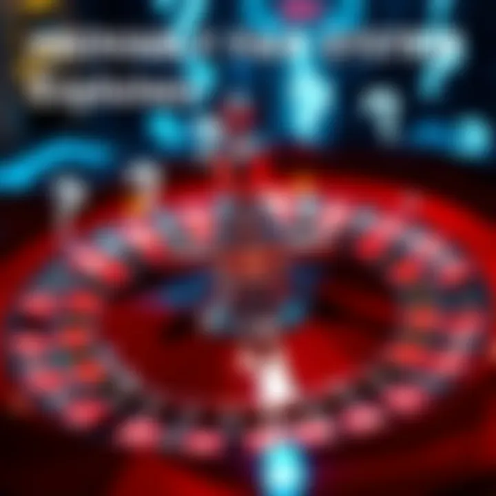 A graphic showing a roulette wheel and digital elements representing online gambling fairness, with question marks to symbolize doubt and inquiry.