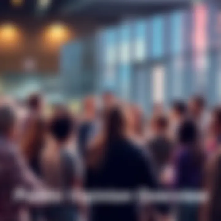 A diverse group of people discussing various opinions and trends in a modern setting.