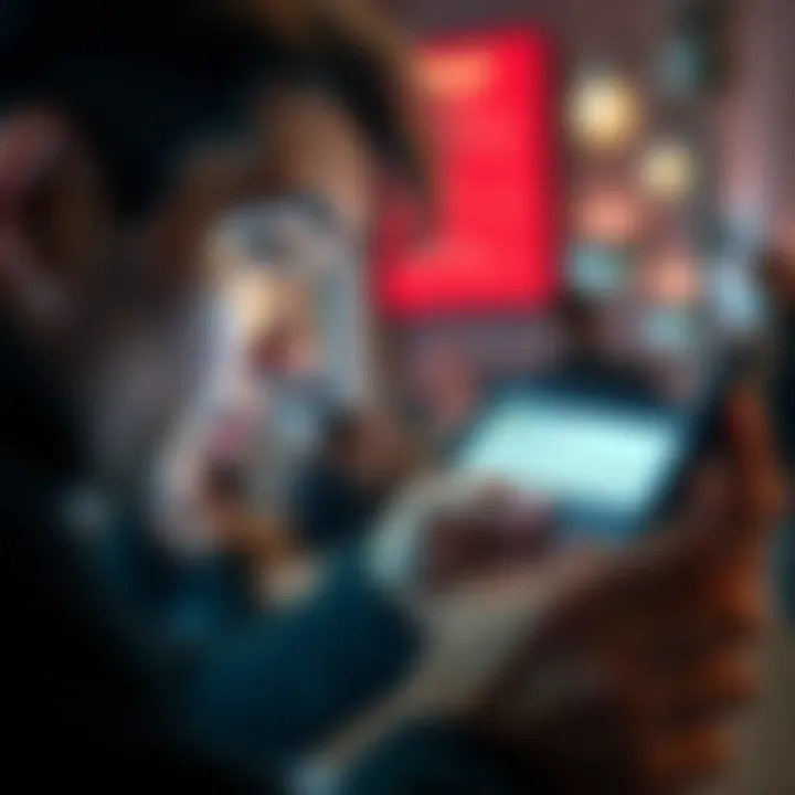 A frustrated person looking at their phone with error messages related to Pulsz bank withdrawals on the screen.