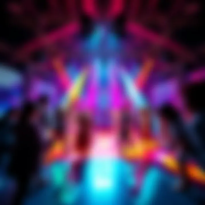 A colorful music cover featuring a lively dance floor with people enjoying the upbeat song Puppetmaster.