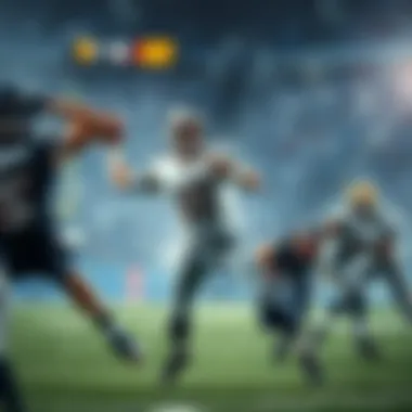 A quarterback releases the ball while being pressured by defenders on the field during an NFL game