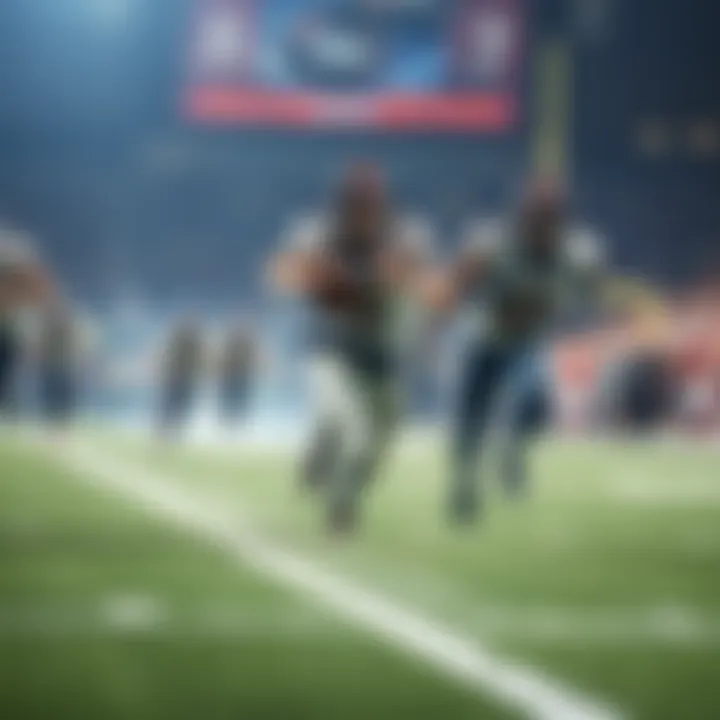 A group of NFL quarterbacks running with the football on the field during a game, showcasing their speed and agility.