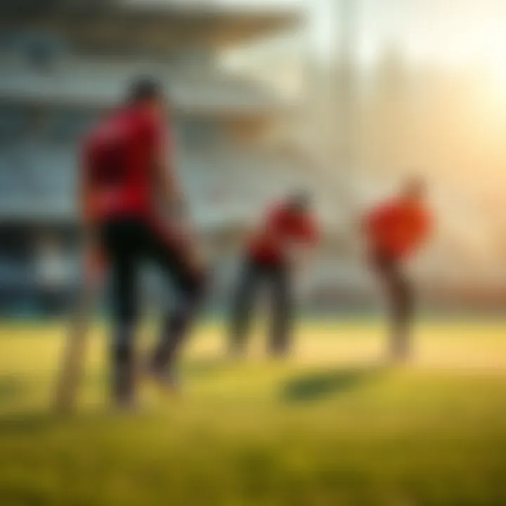 Queensland cricket players practicing on the field, focusing on bowling techniques before the match against New South Wales.