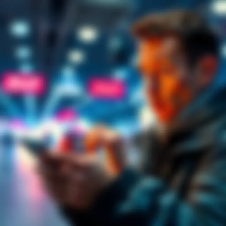 Quick Reaction to a Situation A person looks surprised while checking their phone, showing a sense of urgency, indicating a fast response to an unexpected event.