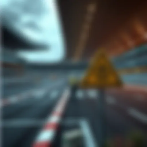 A race track scene featuring a warning sign about mental health awareness, highlighting the serious issue of suicide related to gambling.