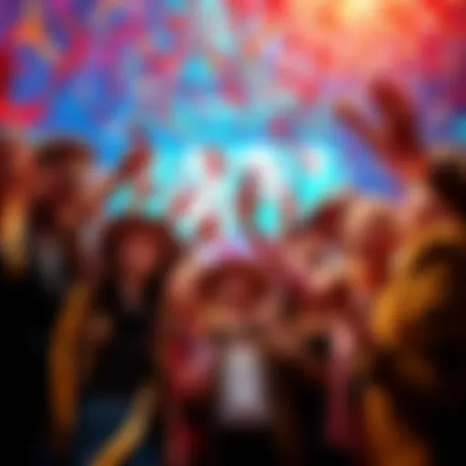 A group of happy people celebrating their raffle wins with tickets and confetti
