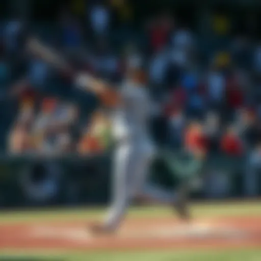 Player Ramos celebrating after hitting a home run during a game, with fans cheering in the background
