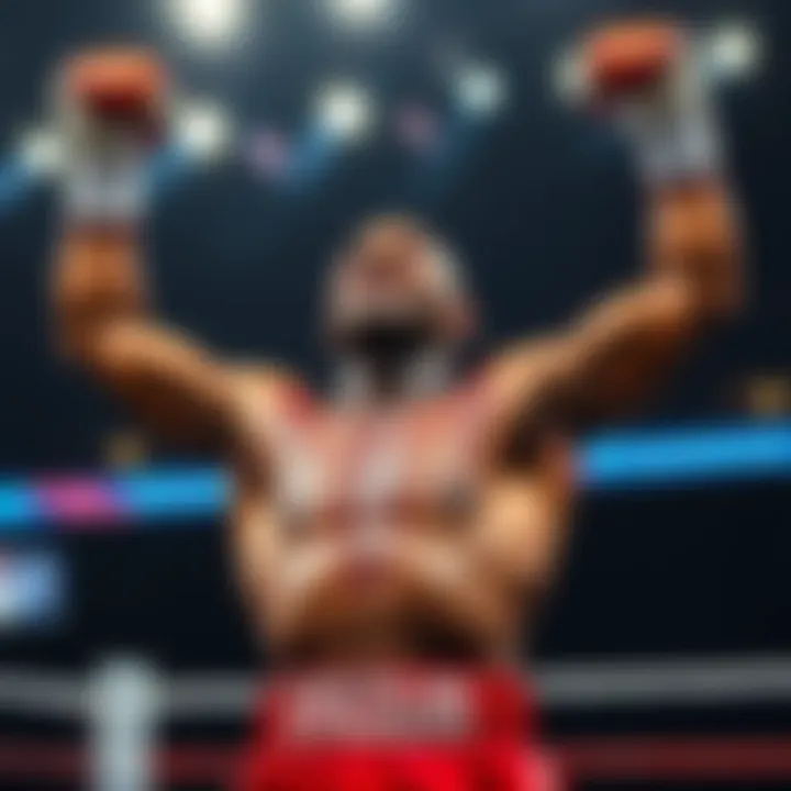 Raoni Barcelos raises his arms in victory after the fight with Montel Jackson, showing visible damage on his face