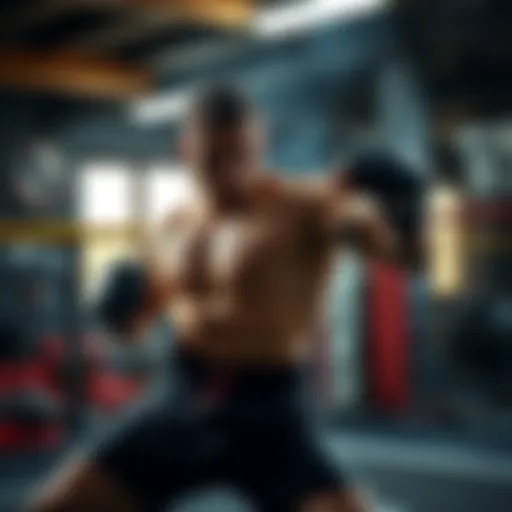 Raoni Barcelos showcasing his fighting skills during a training session, highlighting his abilities in wrestling and Jiu-Jitsu.