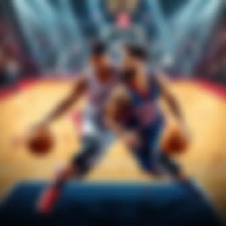 Players from Toronto Raptors and Detroit Pistons competing on the court during an NBA game