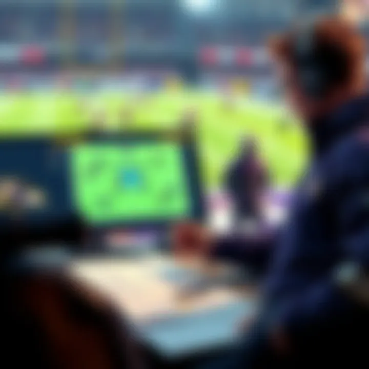 A sports analyst reviewing highlight plays from the Ravens and Vikings game, showing a play diagram and notes