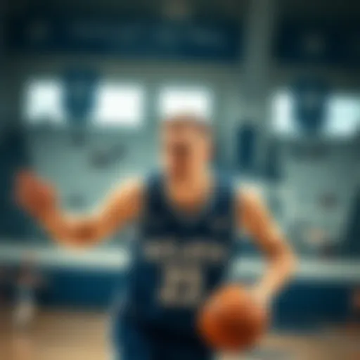 Rayan Rupert playing basketball on the court, looking focused during a game.