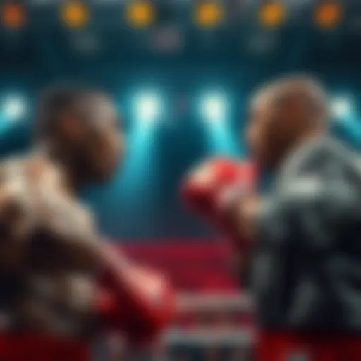 Boxing match between Ray J and Orlando Brown Ray J and Orlando Brown facing off in a boxing ring with excitement in the air