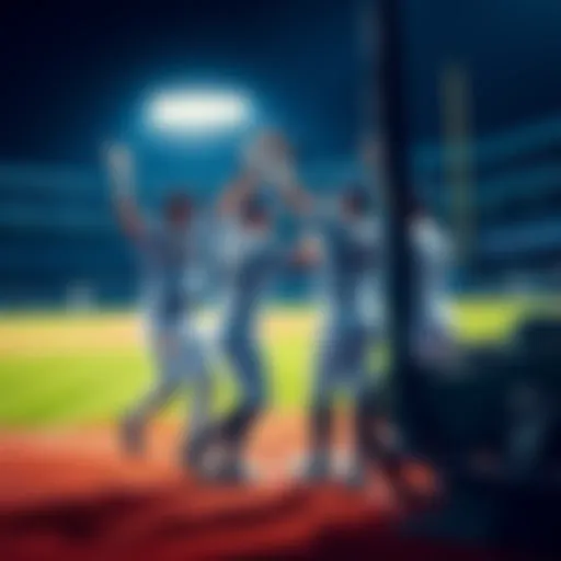 Rays scoring runs Rays players celebrating after scoring five runs against the Blue Jays