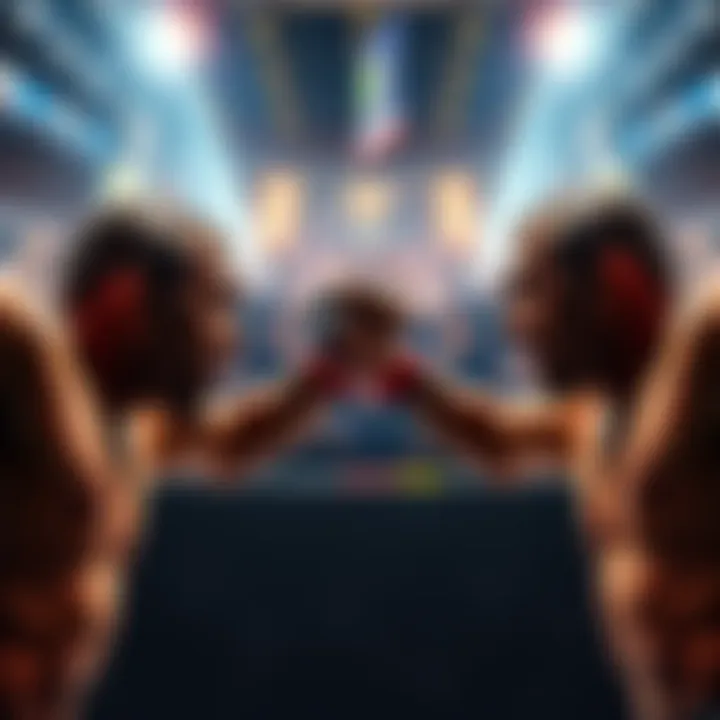 RDR and Caio Borralho face off in an intense UFC match with a cheering crowd in the background.