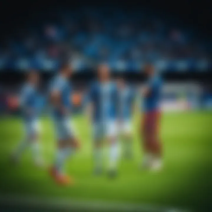 Players from Real Madrid and Getafe preparing for a match on the field with fans in the background