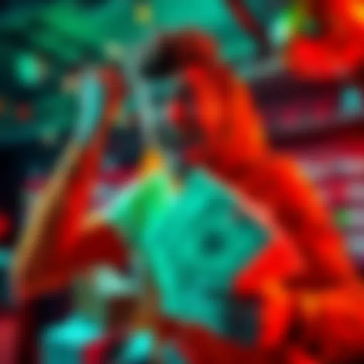 Person celebrating with cash and sports betting items, highlighting a deposit bonus offer