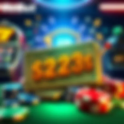 A graphic showing $225 in cash with casino elements like a slot machine and chips, representing a gambling promotion at ReBet.