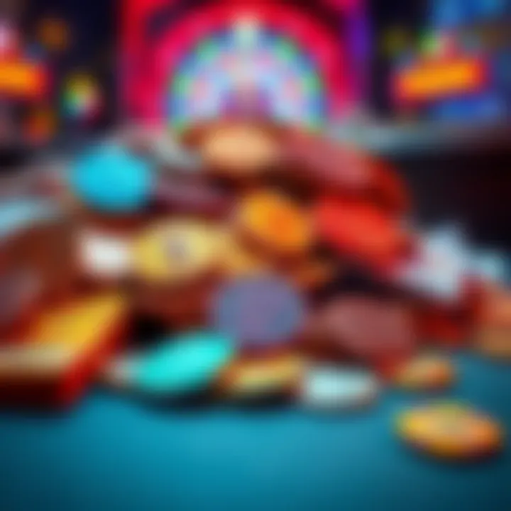 A collection of gaming tokens and cash illustrating recent wins.