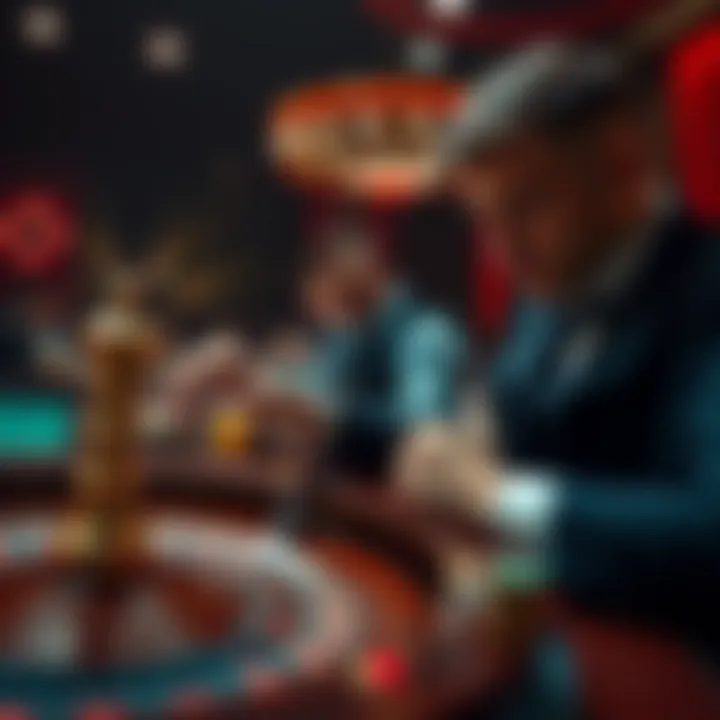 A player at a casino table focused on the roulette wheel, with chips placed on the number 24, looking confused about payout calculations.