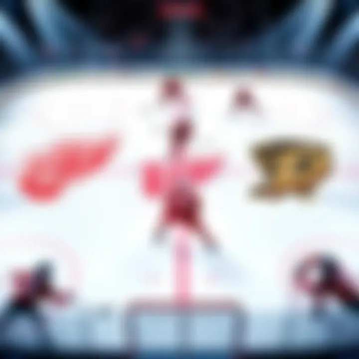 A graphic showing the line combinations and power play units of the Red Wings against the Ducks during a hockey game.