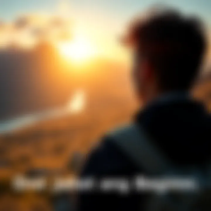 A person looking back over a scenic vista, symbolizing reflection on personal growth and experiences over three years.