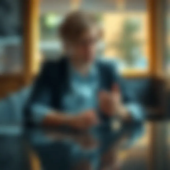 A person sits thoughtfully at a table, looking down at their hands with a pensive expression, representing self-reflection and confusion about personal perception.