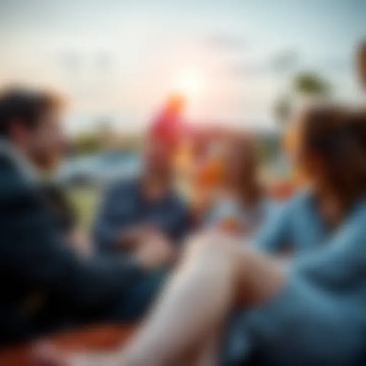A group of friends lounging outdoors, sharing smiles and good energy while enjoying a relaxing day