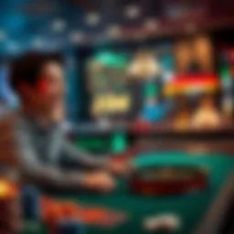 A calm person sitting at a gaming table, smiling while placing bets and managing their bankroll confidently