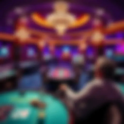 A person enjoying the casino atmosphere at Baha Mar while waiting for their partner, surrounded by gaming tables and elegant decor.