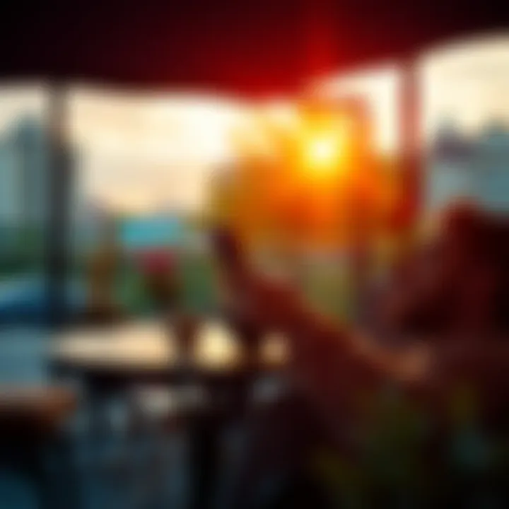 A person enjoying coffee on a patio while checking their phone for side hustle ideas