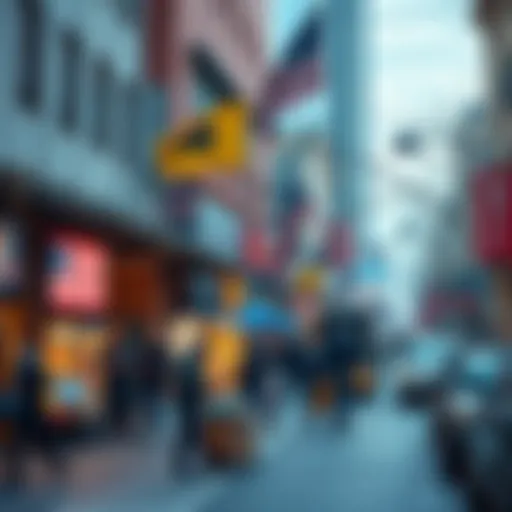 A busy street in the USA showcasing people interacting with new gift ideas and trends from the Reload initiative.