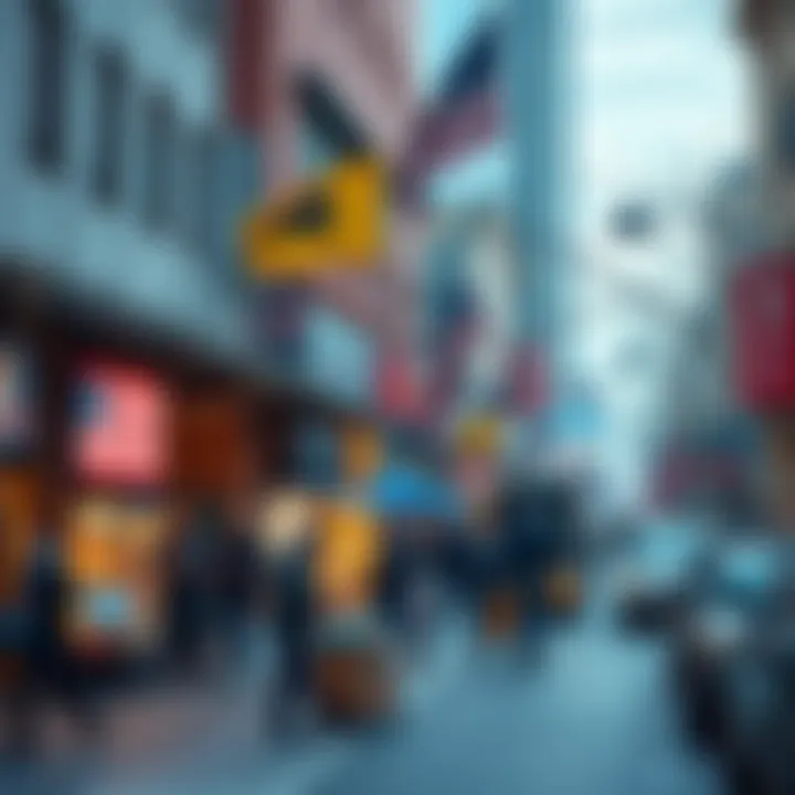 A busy street in the USA showcasing people interacting with new gift ideas and trends from the Reload initiative.