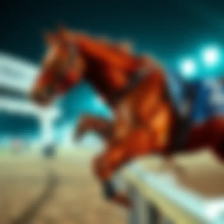 A racehorse named Renegade positioned at the starting line of Derby 152, showcasing determination and energy before the race.