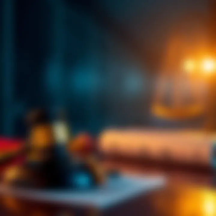 A news report on allegations against Harden with a gavel and legal documents in the foreground, symbolizing potential legal action.