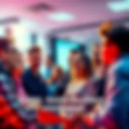 A group of people discussing the cancellation of monthly fees, showing concern and disagreement