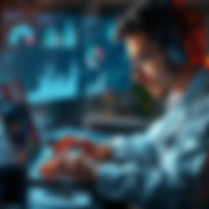 A person studying charts and graphs on a laptop, emphasizing the importance of personal research