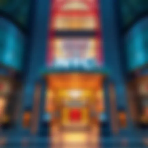 A vibrant view of the entrance to Resorts World NYC, showcasing the modern architecture and welcoming atmosphere.