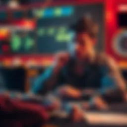 A person reflecting on their gambling choices with a thoughtful expression while seated at a table, surrounded by gaming materials, signaling the importance of self-exclusion measures in gambling.