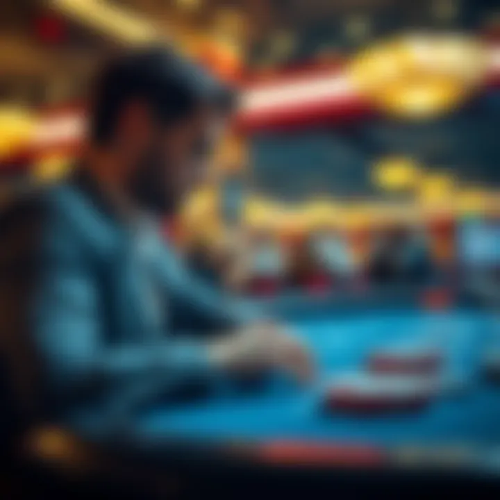 A player at a casino table reflecting after a losing streak, contemplating new strategies for Baccarat.