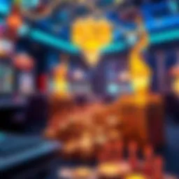 Graphic showing rewards and a bonus for players in a gaming environment, with elements representing money and gaming excitement.